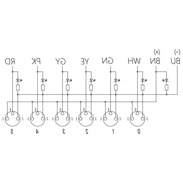 M8接线盒-单通道- PNP型 - 6端口-一体化-带LED - PUR软电缆-黑色护套- 23P601-XXX